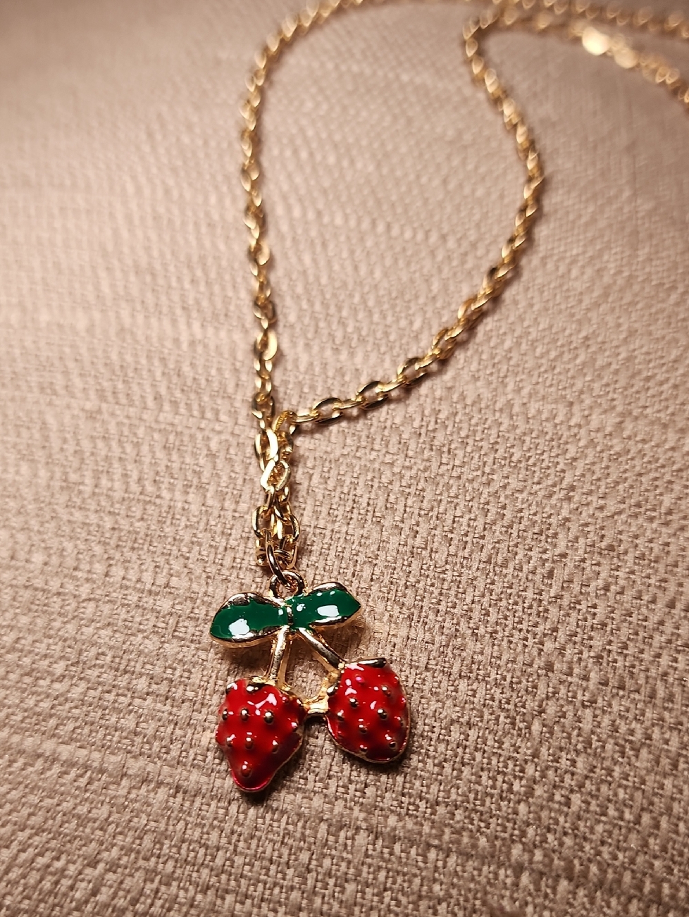 New Strawberry Duo Charm Necklace,  NWOT